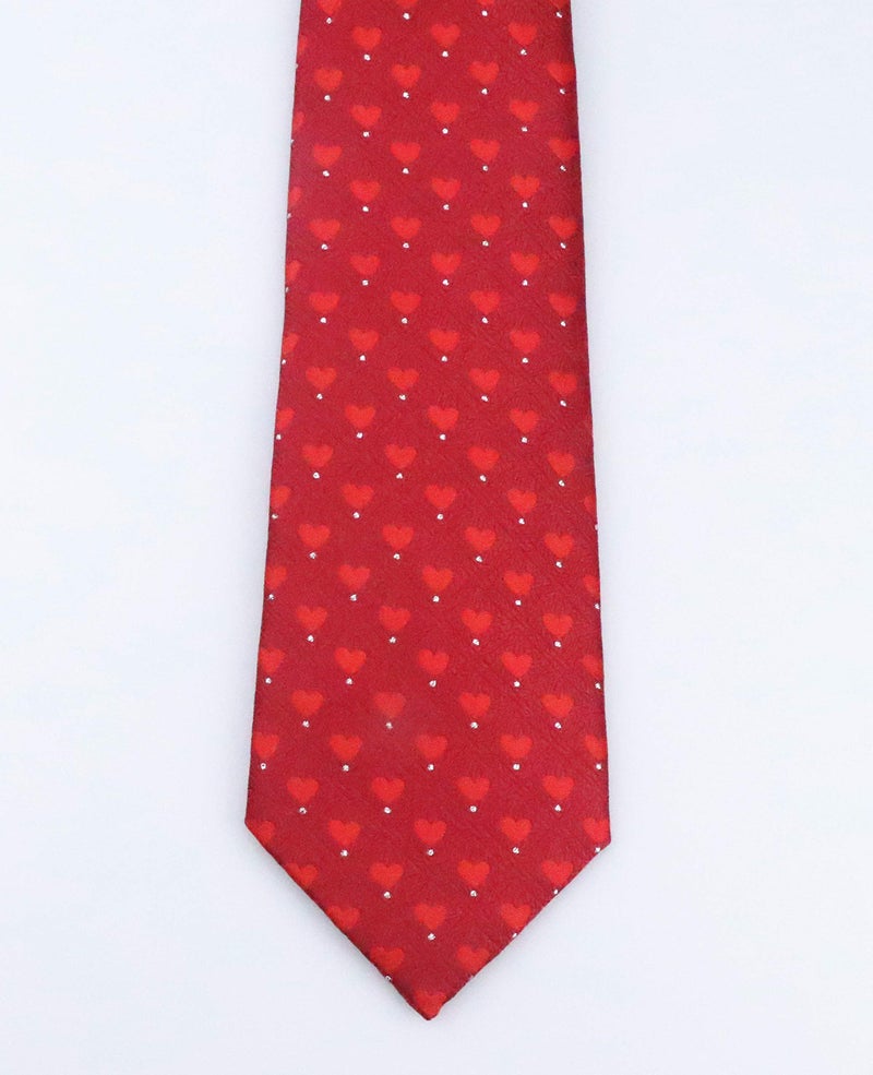 Elfeves Men Red Ties Sweet Heart Patterned Accessory Evening Suit Necktie Formal Tie - Image 4